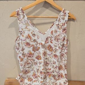 Maurices Beautiful Floral Cotagecore Tank White Pink Orange Yellow Size XS